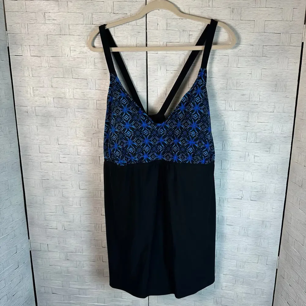 Merona Womens Swimsuit one piece skirt modest coastal beach‎ plus size